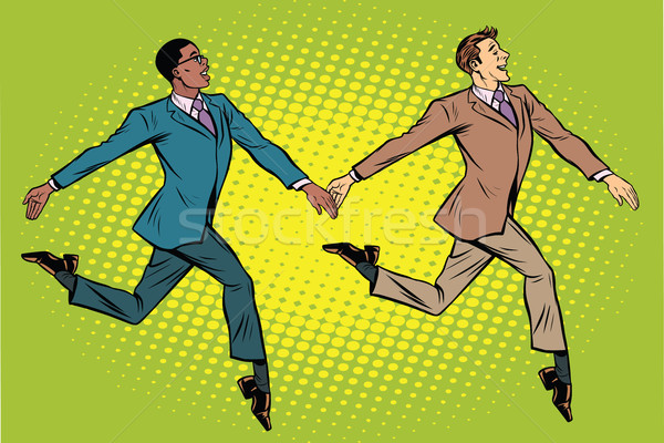 Businessmen elegantly moving, multi-ethnic group Stock photo © studiostoks