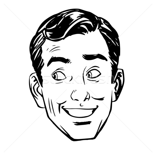 Schiţă gluma zâmbet cap masculin om Imagine de stoc © studiostoks