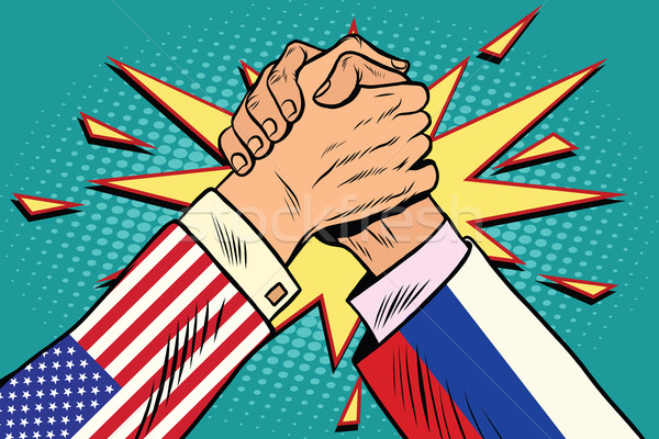 SUA vs Rusia skandenberg luptă confruntare Imagine de stoc © studiostoks
