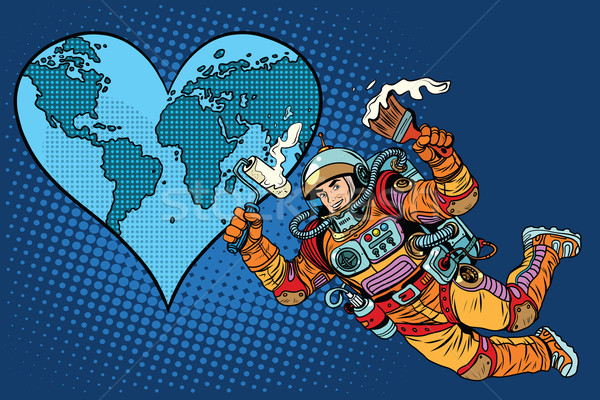 Environment day, Earth heart and the astronaut Stock photo © studiostoks