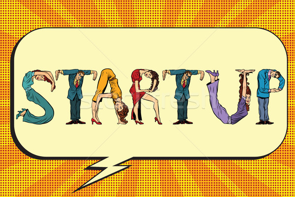 Startup litery ludzi biznesu pop art retro biznesmen Zdjęcia stock © studiostoks