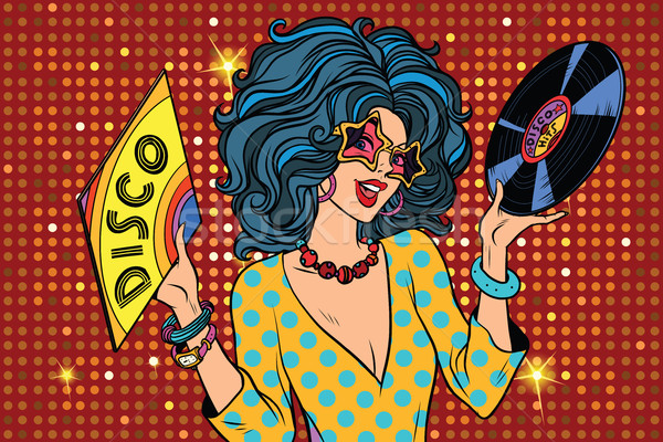 Discotecă diva retro doamnă pop art fată Imagine de stoc © studiostoks