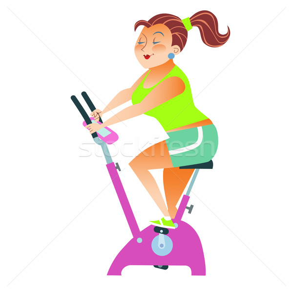 Sportoló lány testmozgás bicikli több súlyzós edzés Stock fotó © studiostoks
