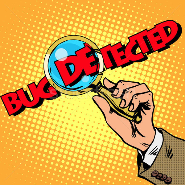Bug Zoek pop art retro-stijl hand vergrootglas Stockfoto © studiostoks