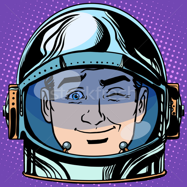 emoticon wink Emoji face man astronaut retro Stock photo © studiostoks
