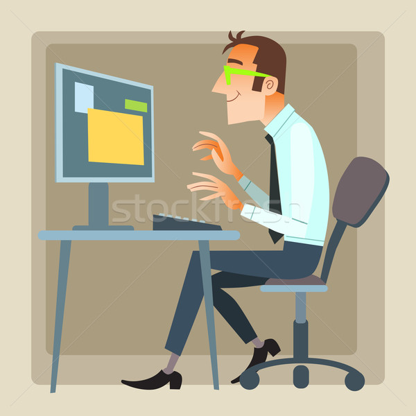 man office working computer Stock photo © studiostoks