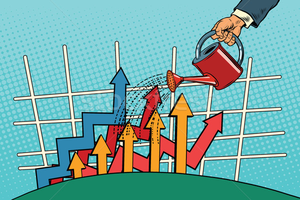 üzletember nyíl növekedés diagram locsolókanna klasszikus Stock fotó © studiostoks