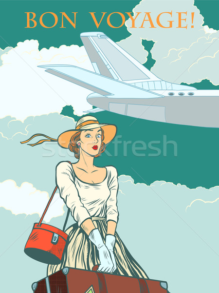 girl passenger plane Bon voyage Stock photo © studiostoks