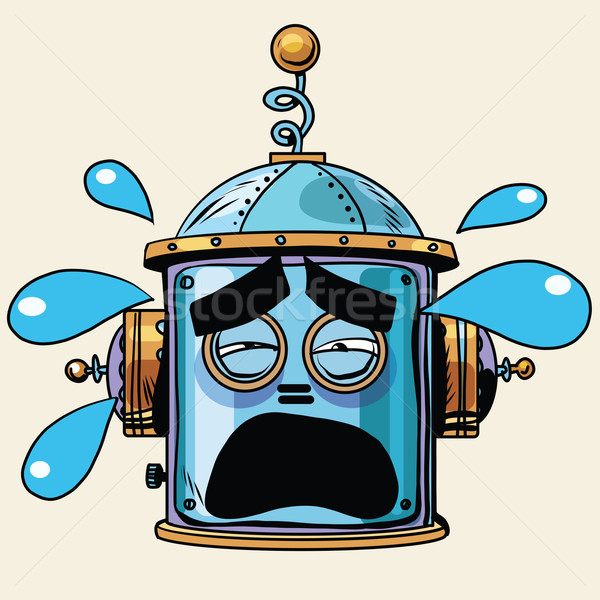 Emoticon lágrimas robot cabeza emoción Foto stock © studiostoks