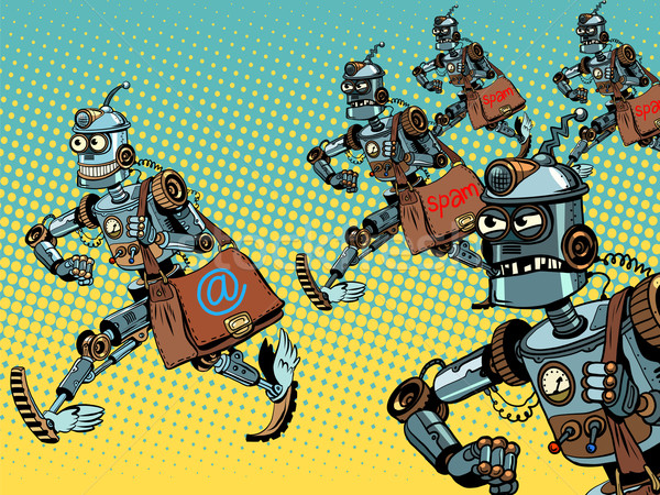 Stock foto: Roboter · Briefträger · E-Mail · Pop-Art · Retro-Stil · Internet