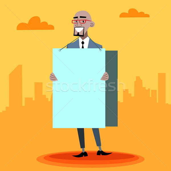 African businessman with an advertising poster  Stock photo © studiostoks