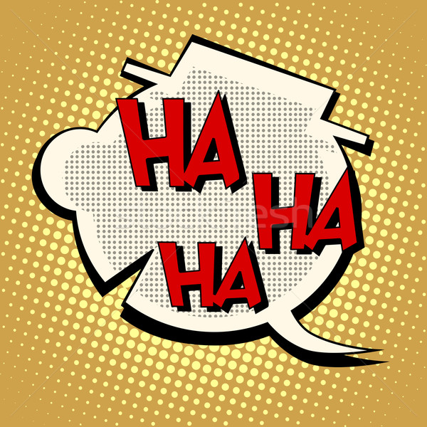 Komiks Bańka głowie śmiech pop art w stylu retro Zdjęcia stock © studiostoks