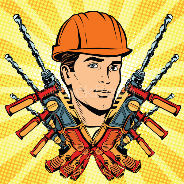 Male Builder work and electric drill Stock photo © studiostoks
