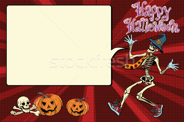 Stock fotó: Boldog · halloween · vicces · csontváz · buli · pop · art