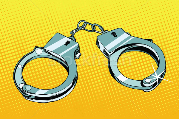 Bilincs letartóztatás bűnözés pop art retro vektor Stock fotó © studiostoks