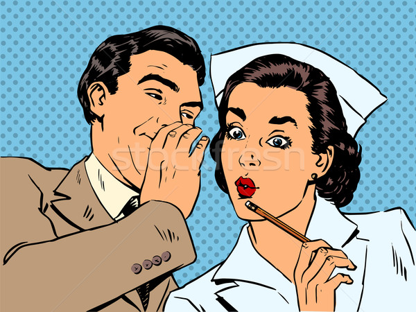 diagnosis patient nurse and male gossip surprise conversation st Stock photo © studiostoks