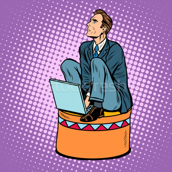 Businessman worker on a circus pedestal Stock photo © studiostoks