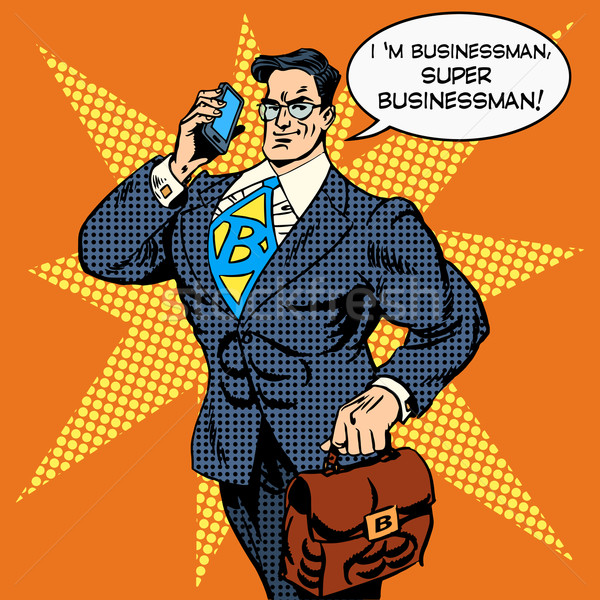 Foto stock: Super · empresário · telefonema · negócio · dinheiro · financiar