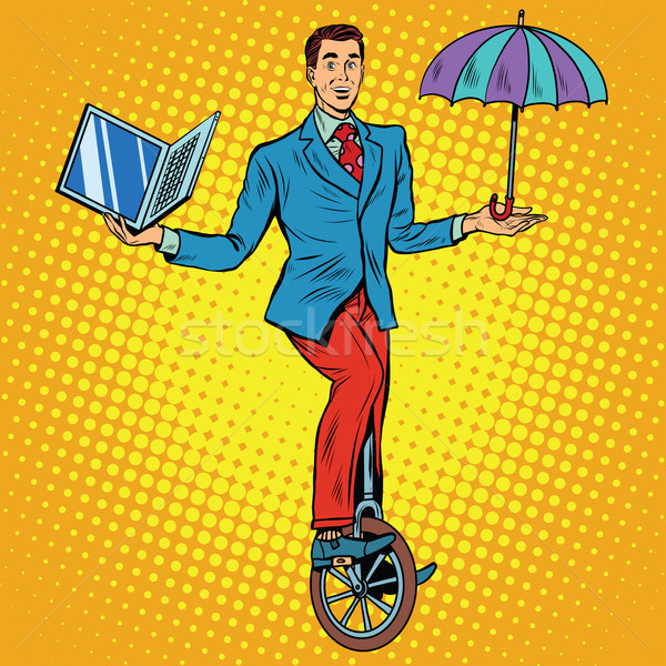 Businessman on unicycle business balance Stock photo © studiostoks
