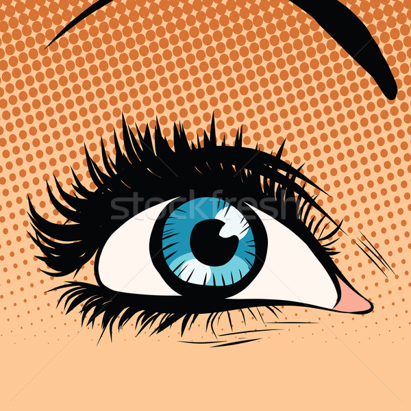 Stock photo: blue woman eye looking up