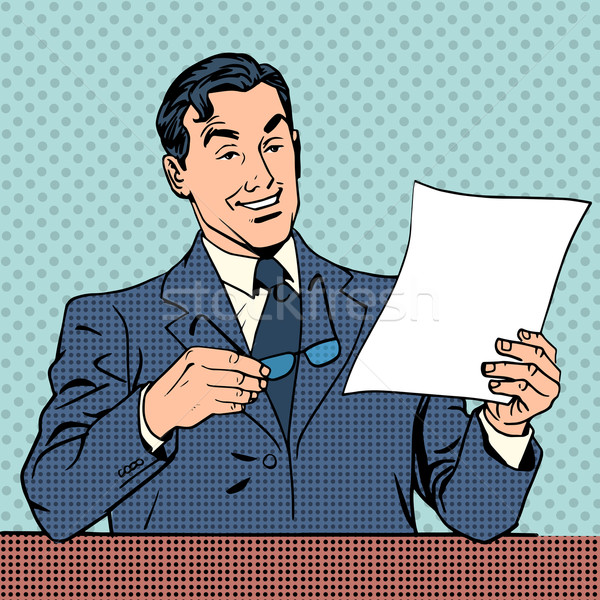 man reads document report businessman scientist Stock photo © studiostoks