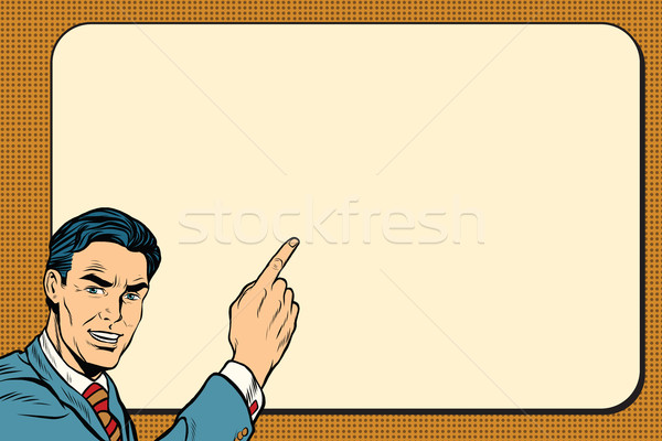 Stock photo: Businessman showing on Billboard background