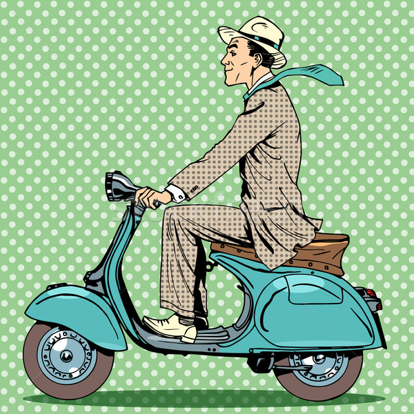 man rides on a vintage scooter Stock photo © studiostoks