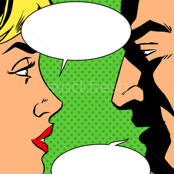 man and woman talking comics retro style Stock photo © studiostoks