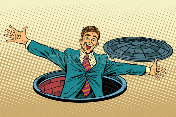 joyful man in the manhole Stock photo © studiostoks