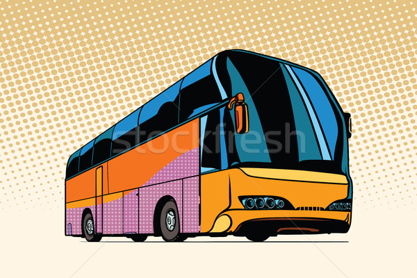 Stockfoto: Toeristische · bus · openbaar · vervoer · pop · art · retro · business