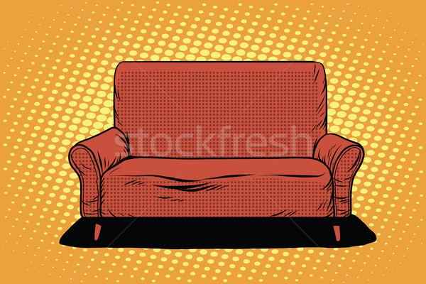 Red sofa then art retro vector Stock photo © studiostoks