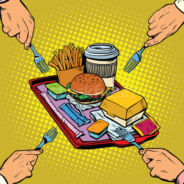 Voll Fach Fast-Food Pop-Art Retro Hunger Stock foto © studiostoks