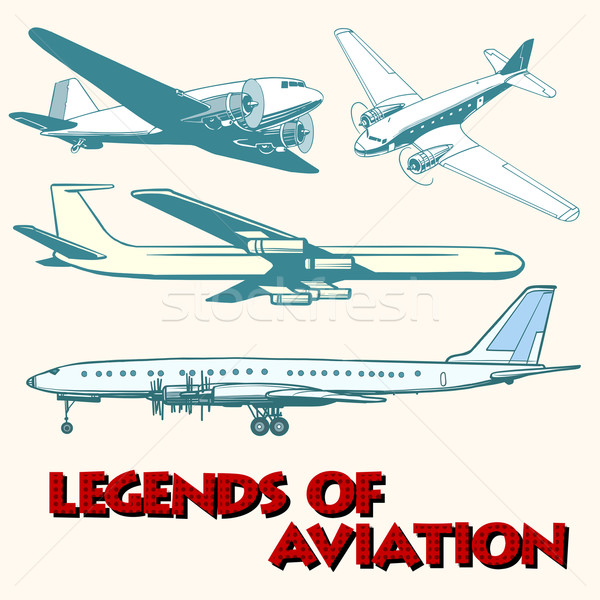 Stock photo: Set of abstract retro planes