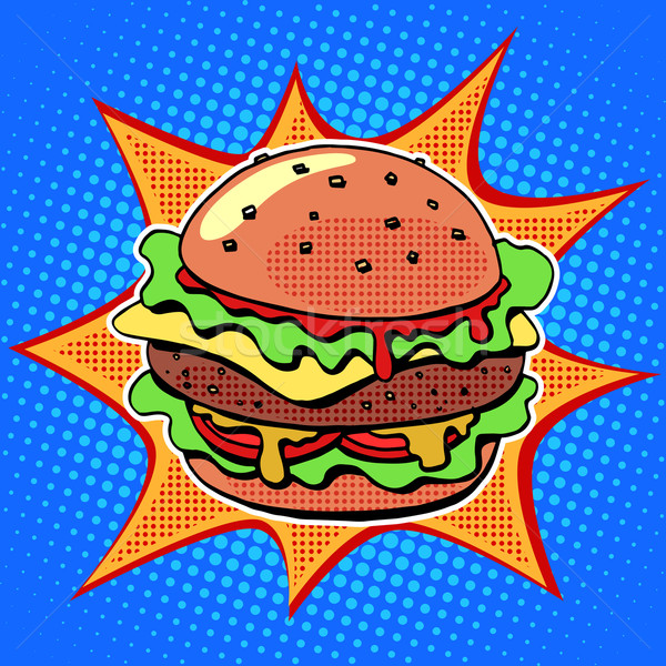 Fast-food Burger susam et salata peynir Stok fotoğraf © studiostoks