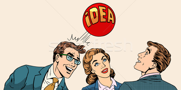 Brainstorming Business-Team Idee Pop-Art Retro-Stil Geschäftsleute Stock foto © studiostoks