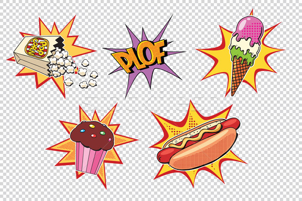 Set fast food and sweets, pop art style Stock photo © studiostoks