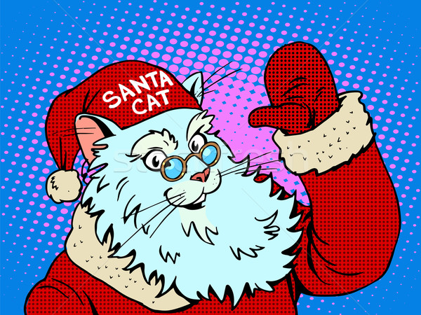 Stockfoto: Kerstman · kat · pop · art · retro-stijl · retro · vintage