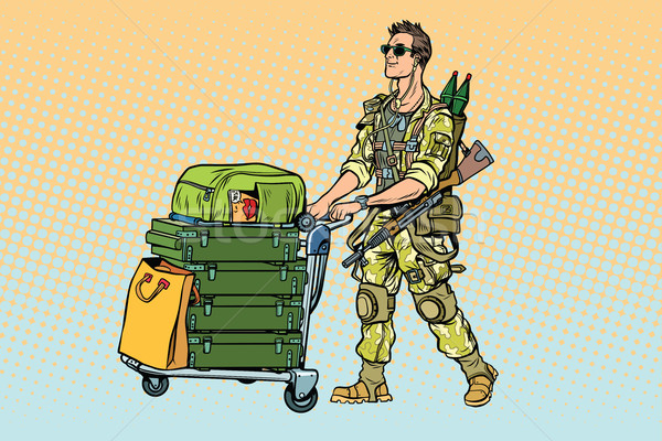 Militaire tourisme bagages guerre soldats pop art [[stock_photo]] © studiostoks