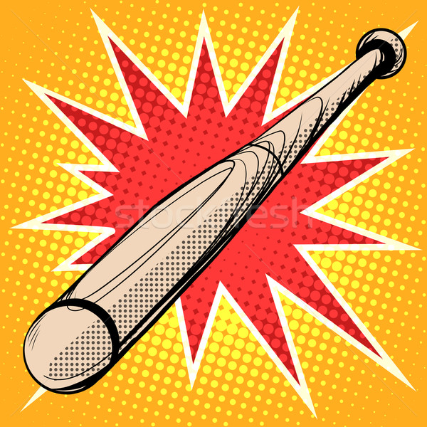 Drewna kij baseballowy retro sportowe pop art w stylu retro Zdjęcia stock © studiostoks