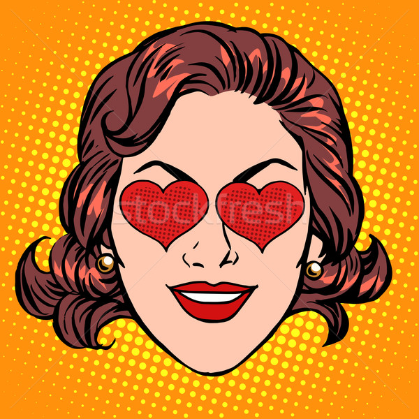 Retro Emoji love heart woman face Stock photo © studiostoks