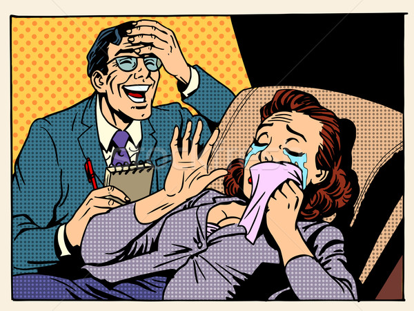 Psycholoog vrouw tranen lachen familie relaties Stockfoto © studiostoks