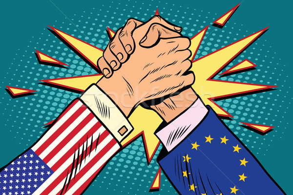 USA vs EU Arm wrestling fight confrontation Stock photo © studiostoks