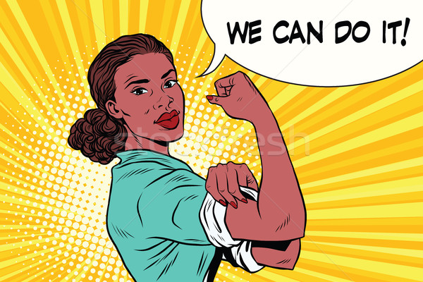 Stock photo: we can do it black woman feminism and protest