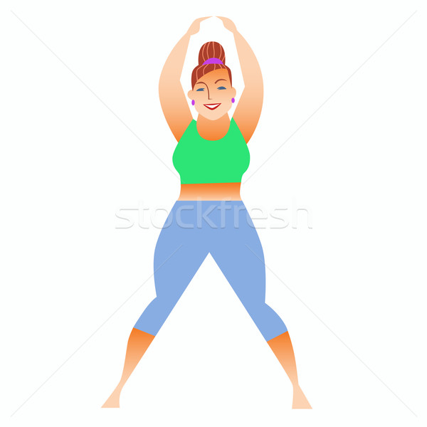 Normális kicsi kövér nő jóga bit Stock fotó © studiostoks