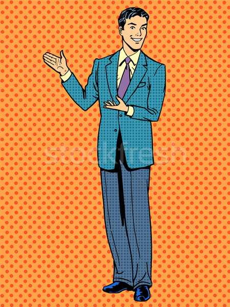 Om de afaceri prezentare gest mâini afaceri stil retro Imagine de stoc © studiostoks