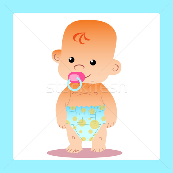 Happy baby with a pacifier in diapers Stock photo © studiostoks