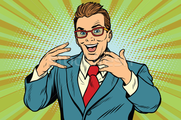 радостный бизнесмен очки Поп-арт ретро Сток-фото © studiostoks