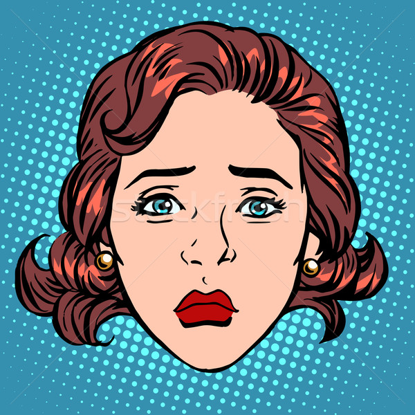 Stock photo: Retro Emoji sadness woman face