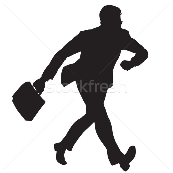 Stock photo: businessman walks black silhouette figure