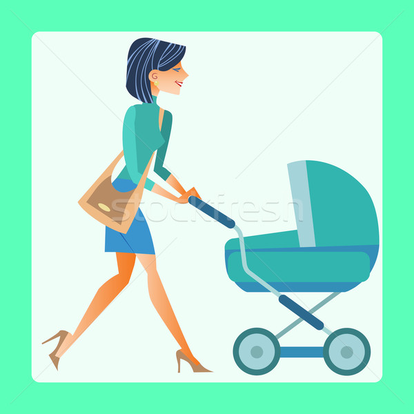 young mother with a baby carriage Stock photo © studiostoks